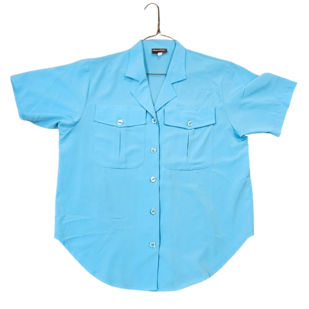 Women's Blue Short Sleeve Shirt,NWOT